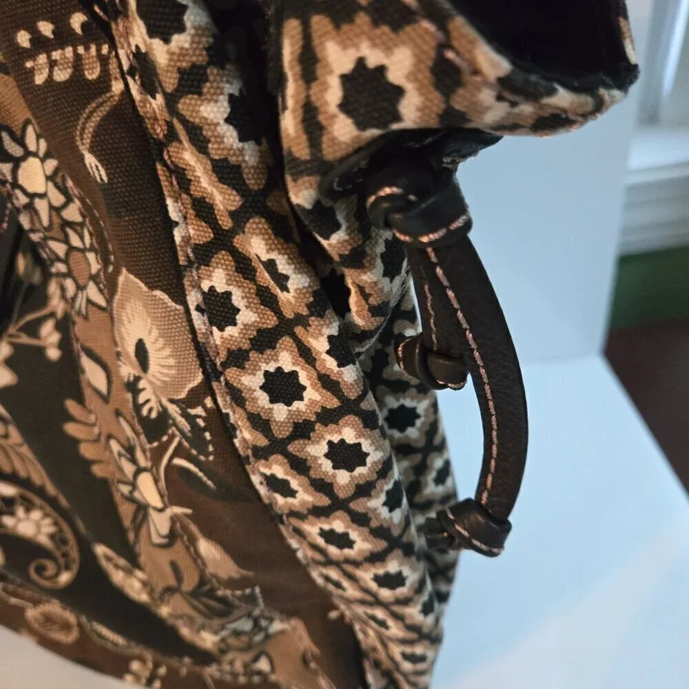 Fossil Neutral Fabric Leather Trim Hobo Shoulder Bag